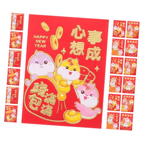 SHINEOFI 60 Stück Teiliges Chinesische Rote Umschläge Jahr Schlange mit Cartoon Langlebiges Rotes Kartonmaterial Praktische für Geldgeschenke Festliche Dekoration für Neujahr und Feiern von SHINEOFI