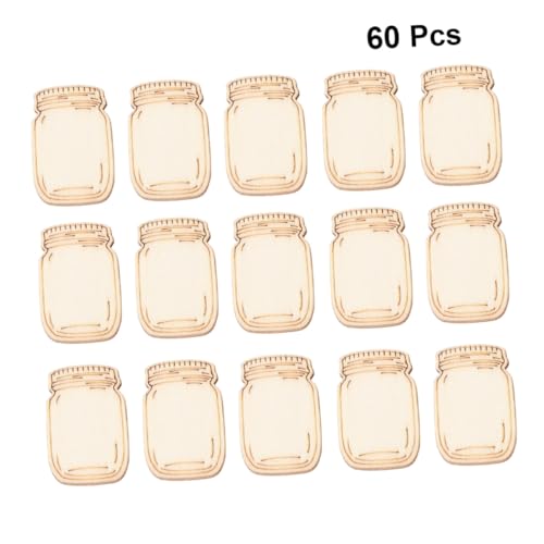 SHINEOFI 60 Stück Teiliges Holzstücke für Basteln Flaschenform Holzchip mit Glatter Oberfläche Langlebig Sicher DIY Handwerksornamente Kreative Dekorative Holzfiguren für Familien von SHINEOFI