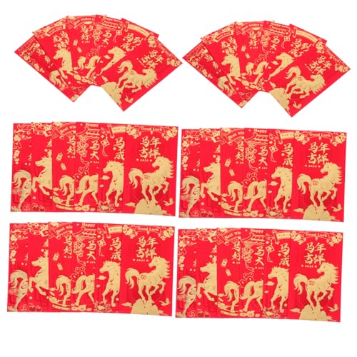 SHINEOFI 60 Stück Teiliges Rote Geldumschläge Neujahr Jahr Des Pferdes Goldgeprägtes Design Robustes Papier Für Frühlingsfest Hochzeit Geburtstag Geschenkumschläge Festliche Dekoration von SHINEOFI