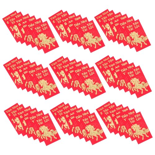 SHINEOFI 60 Stück Teiliges Vietnamesische Rote Umschläge Pferdejahr Langformat Traditionelle Drucke Lebendige Farben für Chinesisches Frühlingsfest Hochzeit Geburtstag Tet Fest Kulturelle von SHINEOFI