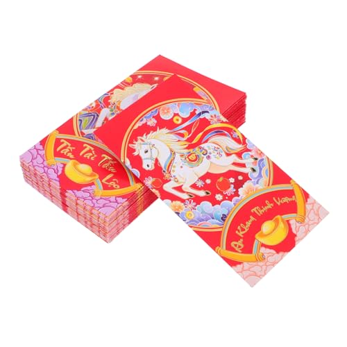 SHINEOFI 60 Stück Vietnamesische Neujahrsumschläge Pferdejahr Rote Hong Bao Umschläge Lunar Year Geldumschläge Frühlingsfest Party Dekoration für Familie Freunde von SHINEOFI