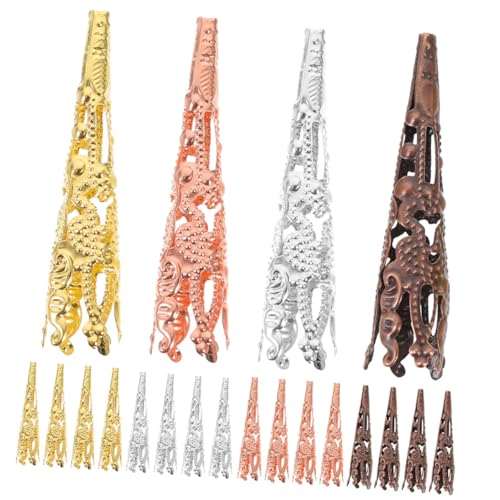 SHINEOFI 60St DIY Halskette Perlenkappen -Ohrring-Perlenstopper Perlenkegelkappen bastelbedarf hand schmuck Halskette, die Perlenkappen herstellt Abstandsperlen hohl Behälter Hut von SHINEOFI