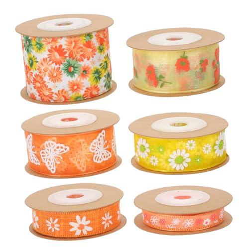 SHINEOFI 6Rollen Blumenmuster Geschenkband Multifunktionales Bastelband für DIY pro für Dekoration Hochzeiten Partys und Projekte von SHINEOFI