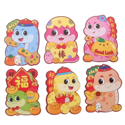 SHINEOFI 6Stücke Chinesische Glücksumschläge Lustige Cartoon Rotumschläge für Jahr Schlange Laserdesign für Neujahrs und Hochzeitsgeschenke SHINEOFI 6Stücke Chinesische Glücksumschläge Lustige Cartoon Rotumschläge für Jahr Schlange Laserdesign für Neujahrs und Hochzeitsgeschenke von SHINEOFI