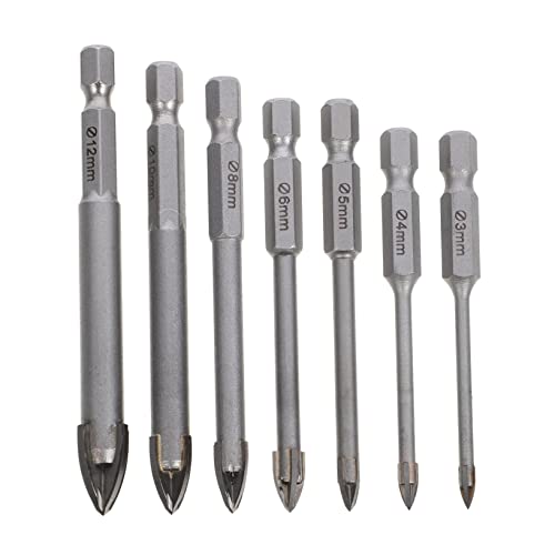 SHINEOFI 7 Stück Lochbohrer Beton Mauerwerk kreuzen Fliesen-Bit Fliesenbohrer dreieckige Bohrer Lochöffner Bohrer Bits Bohrer für Glas Bohrer für Keramik Hartmetall Silver SHINEOFI 7 Stück Lochbohrer Beton Mauerwerk kreuzen Fliesen-Bit Fliesenbohrer dreieckige Bohrer Lochöffner Bohrer Bits Bohrer für Glas Bohrer für Keramik Hartmetall Silver von SHINEOFI