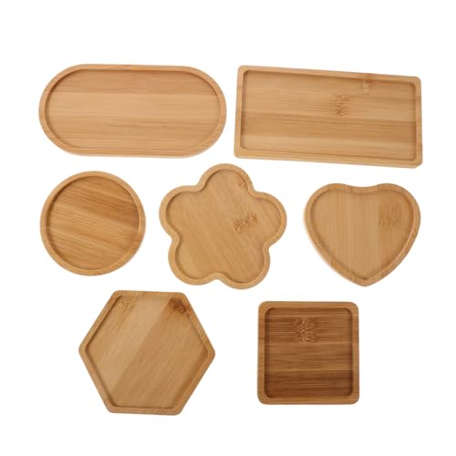 SHINEOFI 7 Stück Teiliges DIY Mosaik Tablett aus Nachhaltigem Bambus Vielseitige Blanko-basen in Herzform Oval Sechseck für Kreative Mosaikuntersetzer Pflanzentopfmatten Hitze von SHINEOFI