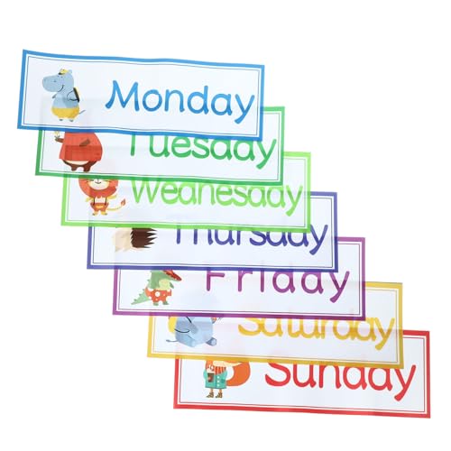 SHINEOFI 7 Stück Teiliges Wochentage Wandsticker für Klassenzimmer Selbstklebende Wanddeko für Kindergarten und Spielräume Farbenfrohe Cartoon zur Raumgestaltung von SHINEOFI