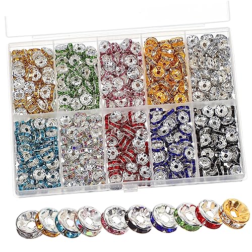 SHINEOFI 700 Stück Teiliges Rondelle Spacer Perlen Bunte Flache Runde Strass Perlen für DIY Schmuckherstellung Armbänder Halsketten Bastelperlen mit Fadenloch für Kreative SHINEOFI 700 Stück Teiliges Rondelle Spacer Perlen Bunte Flache Runde Strass Perlen für DIY Schmuckherstellung Armbänder Halsketten Bastelperlen mit Fadenloch für Kreative von SHINEOFI