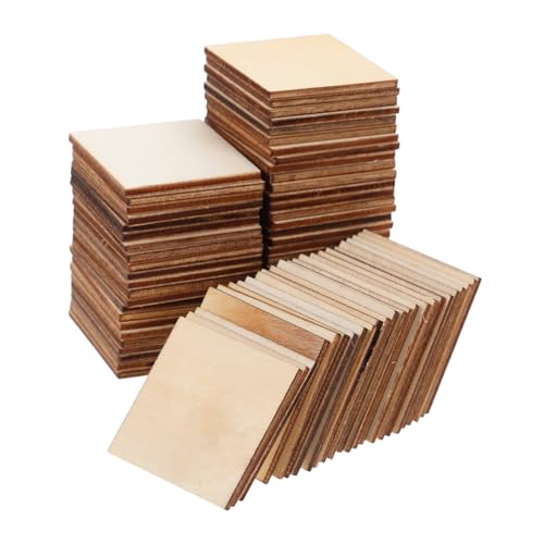 SHINEOFI 75 Stück Holzspäne DIY Holzplatten Rechteckige Holzplatten Holz für Kunsthandwerk Bastelbedarf Holz DIY Bastelbedarf Holzhandwerk für Holzhandwerk unvollendet Beige von SHINEOFI
