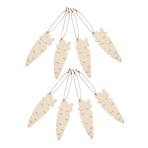 SHINEOFI 8 Stück Karotten-Hackschnitzel-Anhänger Frühlingsetikettenbehänge osterhandwerk dekoration Accessoires für die Gartenparty Gastgeschenke für Ostern Ostertischdekoration Holz Beige von SHINEOFI