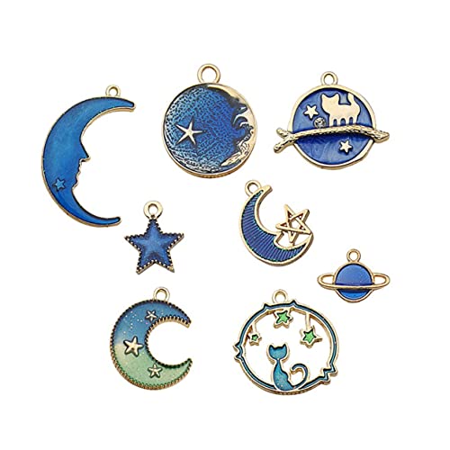 SHINEOFI 8 Stück Schmuckteile Schale ohrhänger klappcreolen DIY Schmuck Zubehör svarowksy halskette Schmuck basteln armband bänder Reiz Stern Matrose Anhänger lustige Halskettenteile Blue von SHINEOFI