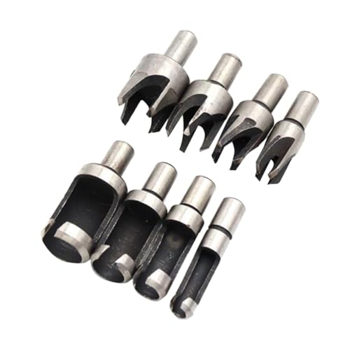 SHINEOFI 8 Stück Teiliges Set Carbonstahl Holz Plug Cutter Bohrer Set Gerade Holzschneidwerkzeug für Holzdübelherstellung Präzise und Langlebig Geeignet für Werkbank Holzverarbeitung von SHINEOFI
