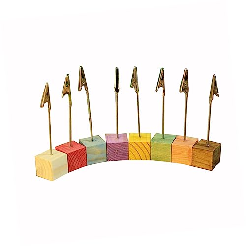 SHINEOFI 8Stücke Teiliges Kiefernholz Fotohalter mit Krokodilclips Vielseitig Einsetzbar für Notizen Karten und Fotos für Büro und Zuhause Farbe Zufällig von SHINEOFI