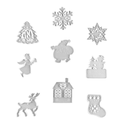 SHINEOFI 9 Stück Epoxidform Gießformen Für Windspiele Weihnachten Windspiel-anhängerform Epoxid-anhängerformen Form Zur Herstellung Von Wandanhängern Weihnachtsgeschenk Weiß Kieselgel von SHINEOFI