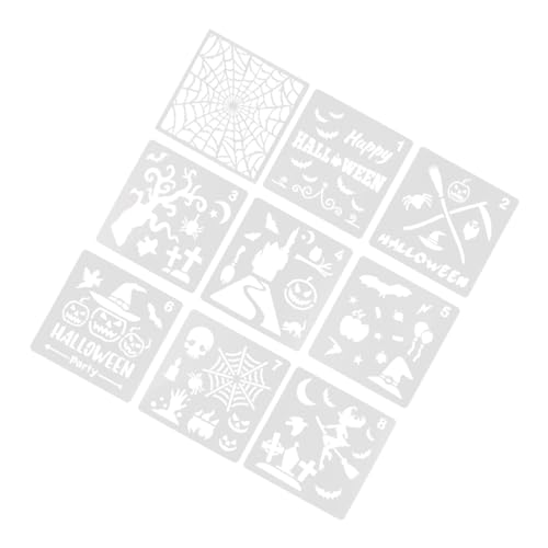 SHINEOFI 9 Stück Halloween Malerei Hohle Graffiti Vorlage Schablone Halloween Halloween Bastelarbeiten Sprudelnder Kessel Halloween Party Halloween Gemälde von SHINEOFI