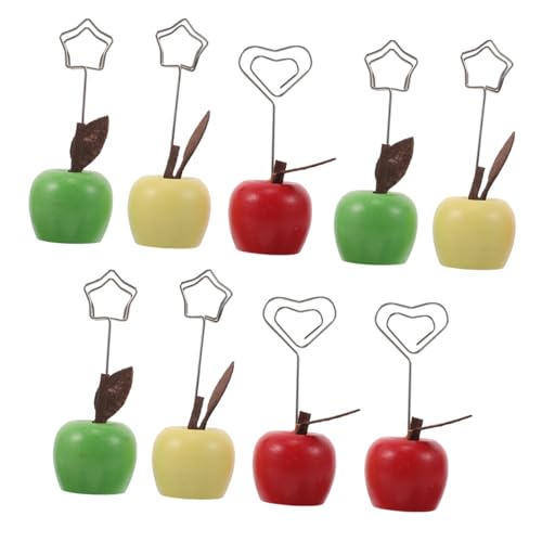 SHINEOFI 9 Stück Teiliges Memo Clip Holz mit Apfelform Basis Stabiler Notizhalter für Fotos Karten und Namensschilder Dekorativer Schreibtisch Organizer für Büro und Zuhause von SHINEOFI