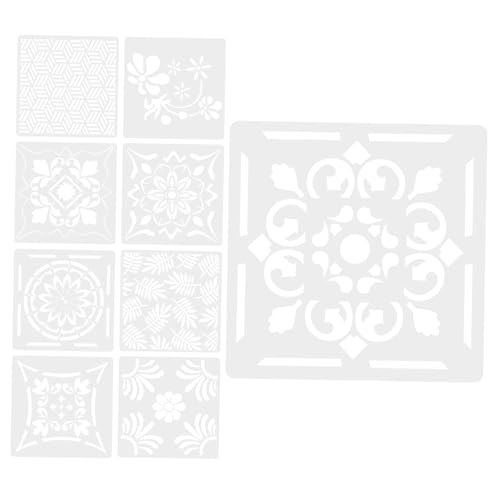 SHINEOFI 9 Stück Vorlagen Zum Zeichnen Von Blumen Mandala-schablonen Malvorlagen Schablonenmalerei Mandala-vorlagenschablone Vorlagen Malen Schablone Für Mandala Malschablonen Weiß von SHINEOFI