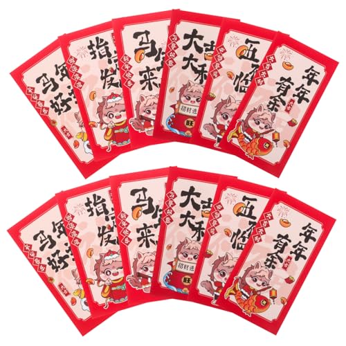 SHINEOFI 90 Stück Jahr Des Pferdroten Pakets Mond Neujahrsgeldumschläge Frühlingsrote Umschläge Traditionelle Chinesische Rote Umschläge Frühlingsfest Umschlag Papier von SHINEOFI