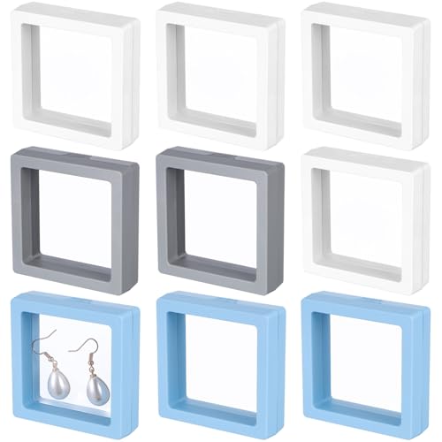 SHINEOFI 9Stücke Teiliges Box Transparente Schmuck Display Rahmen für Ringe Ohrringe Medaillen und Kunstwerke für Inneneinrichtung und von SHINEOFI