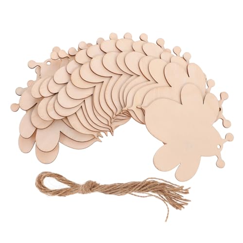 SHINEOFI Bienenförmige Holzscheiben Unvollendete Holzschnittmuster für Kreative DIY Projekte Dekoration für Weihnachten Hochzeiten und Geburtstagsfeiern Schnur für Vielseitige Anwendungen von SHINEOFI