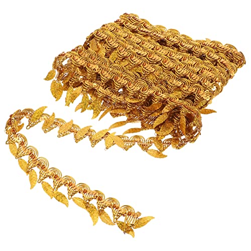 SHINEOFI Blatt Paillettenspitze Große Tragetasche Haarband Bestickte Spitzen Jute Zopf Blumen Blätter Ranken Spitzenbesatz Strasssteine Spitzenvorhänge Funkelnde Pailletten von SHINEOFI