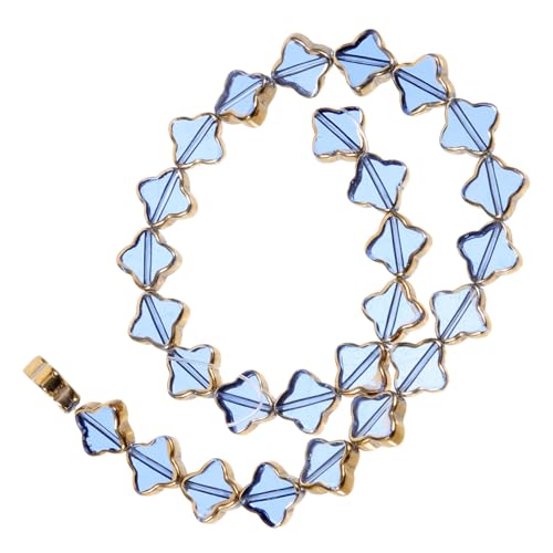 SHINEOFI Blaue Kristallperlen mit Goldrand Vierblättriger Kleeblatt Anhänger Runde Perlen für DIY Armband und Halsketten Schmuckherstellung Leicht Robust und Vielseitig von SHINEOFI