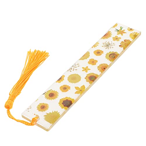 SHINEOFI Blumen-Epoxy-Lesezeichen epoxidharz lesezeichen Epoxy Lesezeichen Buchmarken dekorative Epoxid-Lesezeichen Blumen Lesezeichen Epoxid-Seitenmarkierungen Buchdekor Quaste Yellow von SHINEOFI