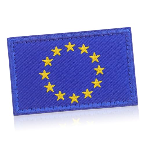 SHINEOFI Bügeln Auf Flecken Für Kleidung Flaggenabzeichen Der Europäischen Union Dekorativer Flaggenaufnäher Eu Pride Patch Stolz Dekorationen Patches Für Hüte Hutflecken Nylon Blue von SHINEOFI