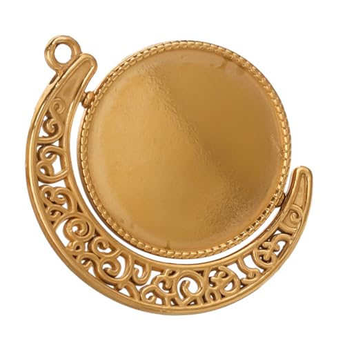 SHINEOFI DIY Runde Lünettenschalen Blanko Lünettenfassungen Anhängerrohlinge Zur Schmuckherstellung Runde Leere Lünettenschalen Drehbare Schmuckanhänger Mondschmuckanhänger Goldener von SHINEOFI