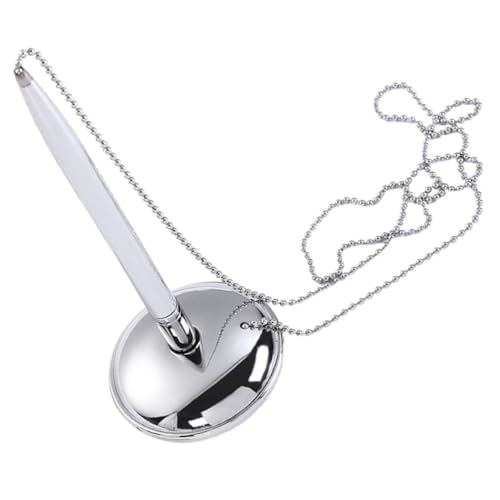 SHINEOFI Eleganter Bankschalter Stift mit Kette und Standfuß Vielseitiger Business Kugelschreiber für Büro Hotel und Empfang Langlebige Oberfläche mit Leuchtendem Silber-finish Feststehend SHINEOFI Eleganter Bankschalter Stift mit Kette und Standfuß Vielseitiger Business Kugelschreiber für Büro Hotel und Empfang Langlebige Oberfläche mit Leuchtendem Silber-finish Feststehend von SHINEOFI