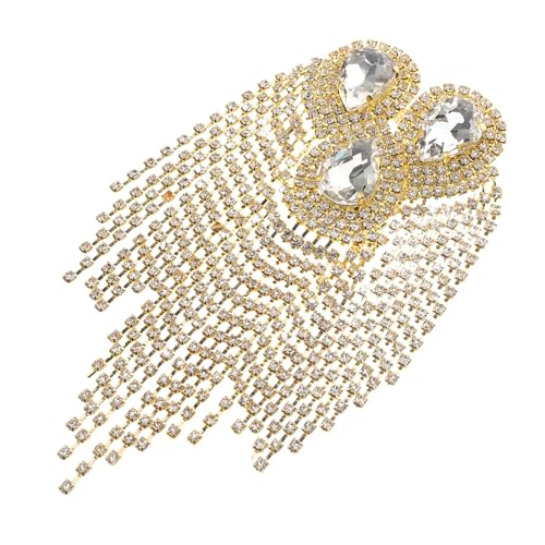 SHINEOFI Europäischer Diamantanzug Quasten-abzeichen Kostüm Schulterklappen Quaste Schulter Quastendekorationen Kostümzubehör Schulterklappen Schmuck Schulterschmuck Golden Strasssteine von SHINEOFI