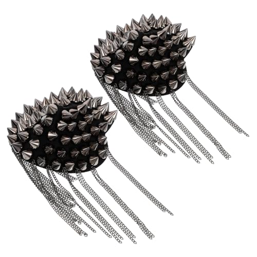 SHINEOFI Fransen schulterklappen mit Kleinen Nieten Vintage Punk Epauletten für Damen und Herren Metall schulterabzeichen mit Quasten Modische Schulterklappen für Jacken und Kostüme SHINEOFI Fransen schulterklappen mit Kleinen Nieten Vintage Punk Epauletten für Damen und Herren Metall schulterabzeichen mit Quasten Modische Schulterklappen für Jacken und Kostüme von SHINEOFI