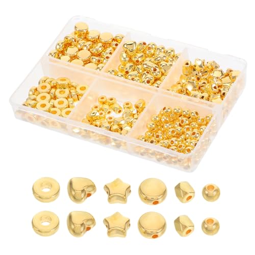 SHINEOFI Goldene Plastik Abstandshalter Perlen Leichte Runde Spacer Beads für DIY Armband Halskette Schmuckherstellung Vielfältige Stile für Kreative Bastelprojekte von SHINEOFI