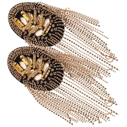 SHINEOFI Goldene Quasten Schulterklappen mit Strass Modische Epauletten Brosche Dekorative Schulterabzeichen mit Fransen Leicht und Langlebig Passend für Kostüme und Anzüge SHINEOFI Goldene Quasten Schulterklappen mit Strass Modische Epauletten Brosche Dekorative Schulterabzeichen mit Fransen Leicht und Langlebig Passend für Kostüme und Anzüge von SHINEOFI