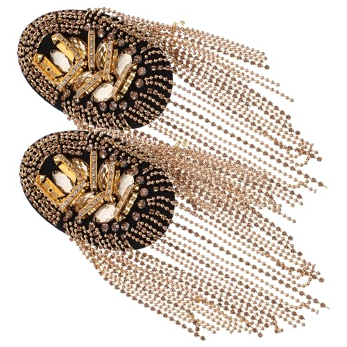 SHINEOFI Goldene Quasten epaulette mit Strass Leichte Langlebige Schulterklappen mit Fransen Modisches Schulterabzeichen für Kostümanzug Einfache Anbringung Stilvolles Retro dekor SHINEOFI Goldene Quasten epaulette mit Strass Leichte Langlebige Schulterklappen mit Fransen Modisches Schulterabzeichen für Kostümanzug Einfache Anbringung Stilvolles Retro dekor von SHINEOFI