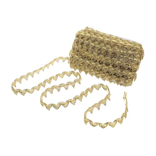 SHINEOFI Goldene Spitzenspitze Zierband nähen Bastelspitzenverkleidung basteln Rockbesatz Gimp trimmen bestickter Spitzenbesatz Puppenkleidungsverkleidung gezackter Besatz Polyestergarn von SHINEOFI