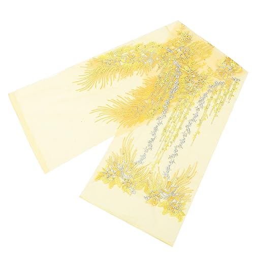 SHINEOFI Goldenes Kleid Schleife Bestickt Spitzenband Stickerei Hochzeitskleid Braut Kleid Für Hochzeitsgäste Applikationen Aufnähen Hochzeitsgast Für Frauen Festival Polyester Yellow von SHINEOFI