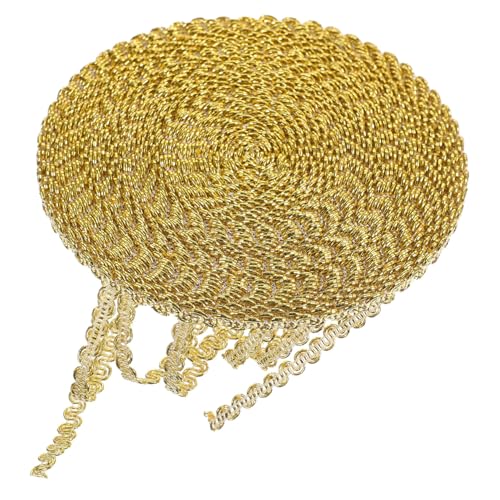 SHINEOFI Goldfarbenes Gimp Zopfborte S-form Spitzenband aus Polyester Metallic Gewebter Blumenbesatz für Brautdekoration Diy-nähzubehör Vintage-stil für Gardinen Kostüme von SHINEOFI