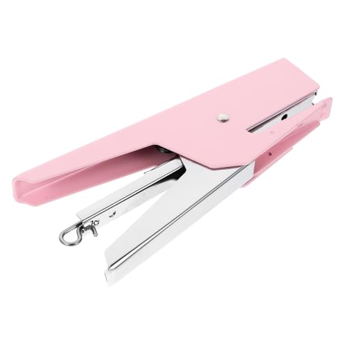 SHINEOFI Handhefter papierschneider büroartikel Handlicher Heftapparat manuelle hefter bürobedarf Buchheime kleiner Hefter gehaltenen Bürowefter Hefter für Büromaterial Metall Rosa von SHINEOFI