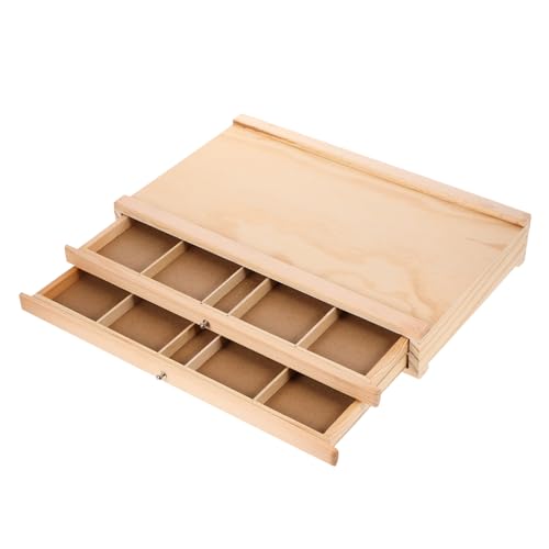 SHINEOFI Holz Stiftekasten mit Doppeltem Fach Robuster Pen Organizer Schublade für Schreibtisch Vielseitiger Holz Stiftehalter zur Aufbewahrung von Zeichen Schreibutensilien Praktisch für von SHINEOFI