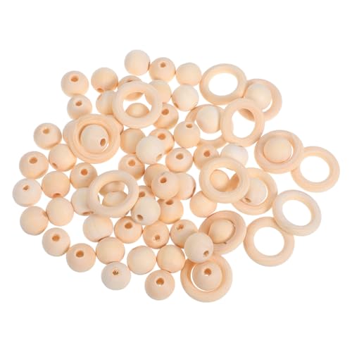 SHINEOFI Holzperlen Set Natur Unbehandelte Holzringe und Rundperlen Großes für DIY Schmuck Makramee Schlüsselanhänger Kranz Basteln Hausdeko von SHINEOFI