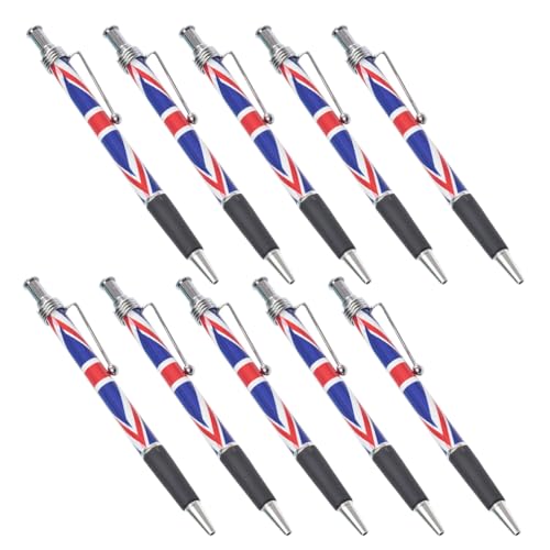 SHINEOFI Kugelschreiber 10 Stück Kugelschreiber Mit Britischer Flagge Glatte Schreibstifte Schwarzer Gel-Tintenstift Patriotisches Schreibgerät Für Den Unabhängigkeitstag Bürobedarf von SHINEOFI