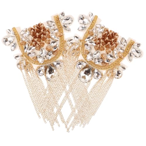 SHINEOFI Metall Quasten Schulterklappen mit U Förmiger Strasskette Modische Schulterepauletten für Damen Abnehmbare Vintage Schulterdekoration Einfach zu Befestigen für Kostüm und Party SHINEOFI Metall Quasten Schulterklappen mit U Förmiger Strasskette Modische Schulterepauletten für Damen Abnehmbare Vintage Schulterdekoration Einfach zu Befestigen für Kostüm und Party von SHINEOFI