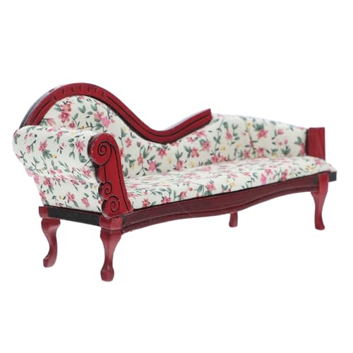 SHINEOFI Mini-puppenhaus Mini-Sofa Mit Blumenmuster Mini-holzcouch Miniatur-Couch Puppenhaus Couch Viktorianische Möbel Miniatur-puppenhaus Möbelzubehör Miniatur-Bank Miniaturmöbel Birke von SHINEOFI