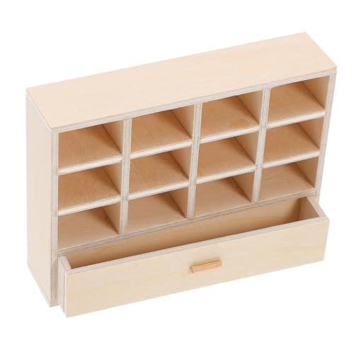 SHINEOFI Miniatur Holzschrank mit Schubladen für Puppenhaus Unbehandelt Platzsparender Mini Organizer für Kreative DIY Projekte für Wohnzimmer und Schlafzimmer Szenen von SHINEOFI