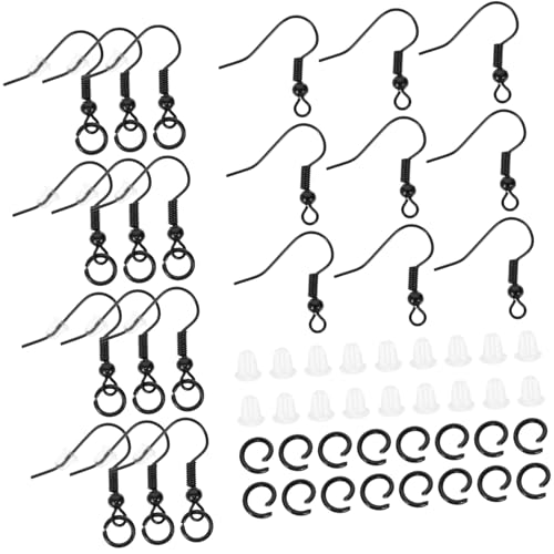 SHINEOFI Ohrringhaken Schwarz mit Kugel und Federmechanismus für DIY Ohrschmuck Herstellung Sichere Glatte Oberfläche Nickelfrei Vielseitig für Bastelbedarf und Ohrstecker Zubehör von SHINEOFI