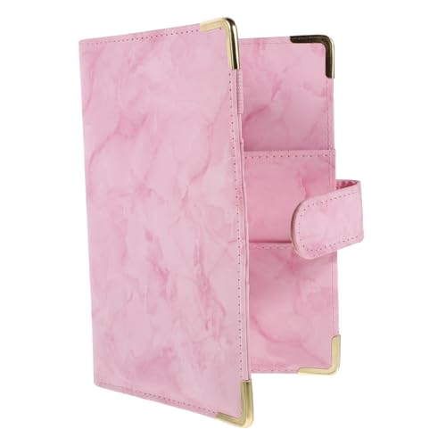 SHINEOFI Ordnerabdeckung Budgetbindemittel kunstleder pädiprotect kugelschreiber halterung stifttaschenlampe notizhefte ästhetischer Binder Planerordner Ordner mit 6 Ringen PU-Leder Rosa von SHINEOFI