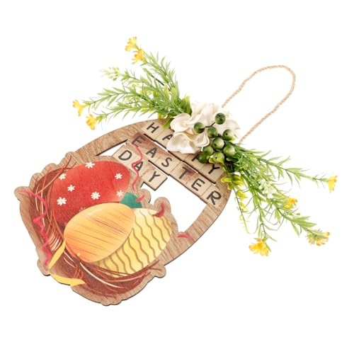SHINEOFI Osterdekoration Dekorationen Die Für Ornamente Tür Hängendes Verandaschild Willkommensschild Schild Aus Holz Veranda Zeichen Handwerksfest-anhänger Osterparty-hängeschild Hölzern von SHINEOFI