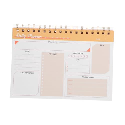 SHINEOFI Planer kombiniert Kalender-Notizbuch täglich Lehrer Tag Arbeitsplanblock Datum Notizblock Spiralplanblock Notizblock für zu Hause Arbeitsplanungsblock Eisen Orange von SHINEOFI