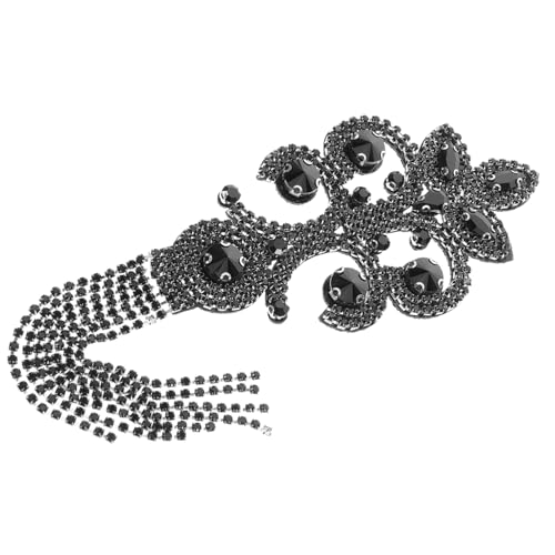 SHINEOFI Retro Dekorative Schulterstempel Schulterklappen Für Frauen Schulterklappen Mit Quasten Selber Machen Anzug Schulterklappen Schulter Diy Epauletten Kostümzubehör Strasssteine Black von SHINEOFI